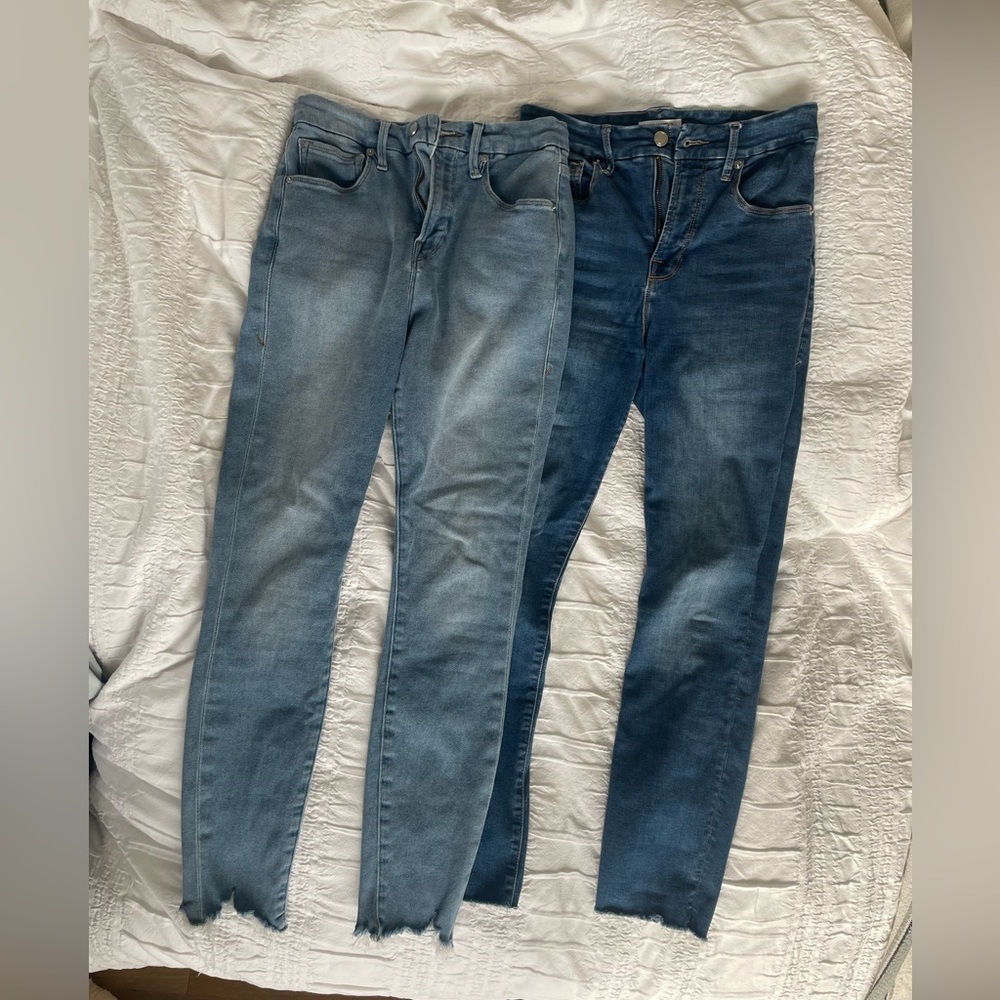 Good American Women's Skinny Jeans - Light Blue and Dark Blue